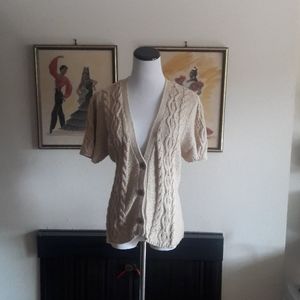 JJill Cabled Short Sleeve Cardigan
